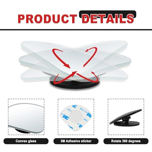 2-Pack Universal HD Blind Spot Mirrors, 360° Adjustable Frameless Convex Rear View Mirror for Cars, Trucks, SUVs, and Vans - Fan Shaped Side Mirrors Car Accessories (fan shape) - style: fan shape