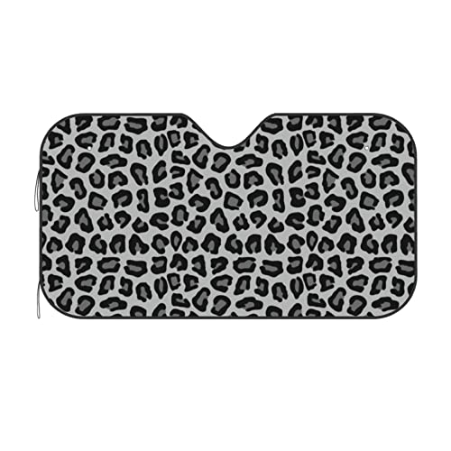 Black Leopard Print Car Windshield Sunshade Foldable Sun Visor Front Window Sun Shade Cover for Car Truck SUV 55x29.9 Inches - color: Black Leopard Print