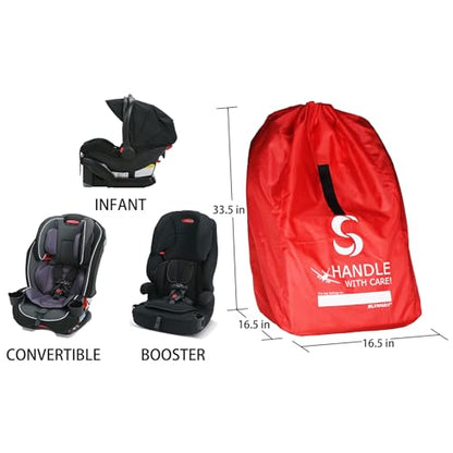 SLYNNAR Car Seat Travel Bag for Airplane - Fits Convertible Car Seats, Infant carriers & Booster Seats, Black-Upgrade - color: Black-Upgrade