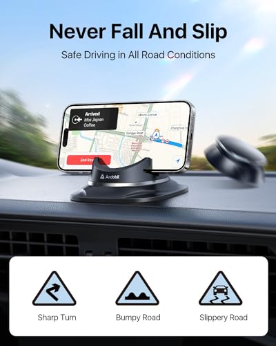 andobil Upgraded Car Phone Holder, Stable & Silicone Phone Holders for Your Car, 360°Rotatable Dashboard Cell Phone Holder, Cell Phone Car Mount Compatible with iPhone 16 Pro Max/15/14/13/12, Samsung