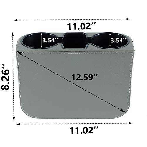 IOKONE Coin Side Pocket Console Side Pocket Leather Cover Car Cup Holder Auto Front Seat Organizer Cell Mobile Phone Holder (Gray) - color: Gray