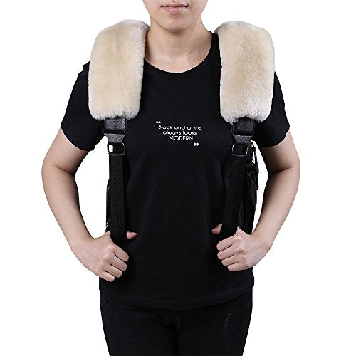 U&M 2cs/Pack High-Density Fluffy Wool Auto Seat Belt Cover for Adult Youth Kid Toddlers -Soft Warm Car, Truck, SUV, Camera Backpack Strap Shoulder Pad - color: pearl