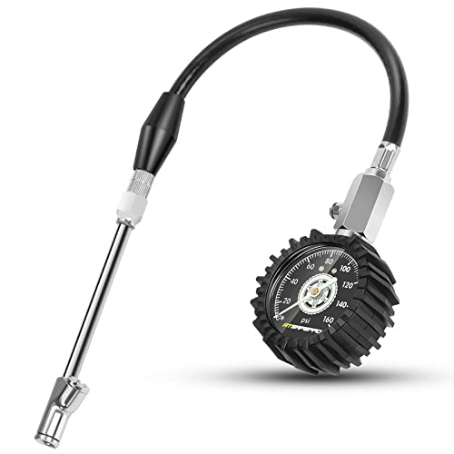 ATsafepro Tire Pressure Gauge 160PSI, Dual Head Air Pressure Gauge for Truck, Semi Truck, ATV, RV & Motorhome with Dually Tires, Heavy Duty Tire Pressure Gauge… - size: 160psi