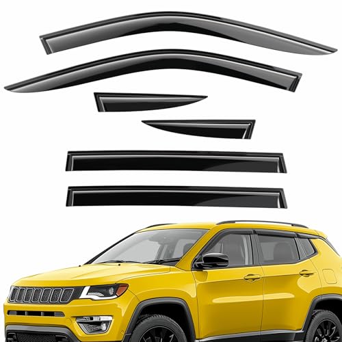 Extra Durable Window Deflectors Tape-On Window Visors Rain Guards Fit for Jeep Compass 2017-2026, Sun Visors, Wind Vent for Shades, Exterior Car Accessories - 6pcs. AG0271 - color: For Jeep Compass 17-26