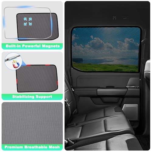 2015-2020 f150 Window Shades - Rear Side Window Sun Shade for Baby, Breathable Mesh Car Privacy Window Covers, UV Protection and Heat Insulation for Road Trips, Napping, Camping (2 PCS) - size: F150(2015-2020)-2pcs