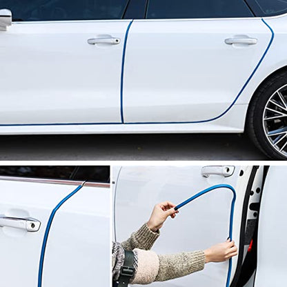 XINLIYA Car Door Protector, 16Ft Universal Rubber Seal U Shape Edge Trim for Most Cars, Aluminum Boat Edge Guard (Blue) - color: Blue