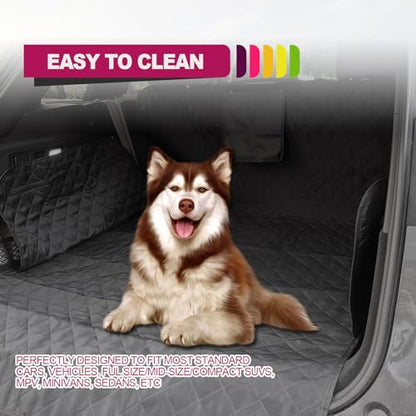 Waterproof Non-Slip Durable Dog Cargo Cover Mat for Cars, Dog Car Seat Cushion with Side Walls Protector and Bumper Flap, Non-Slip Cover Stays Securely in Place, Fits Your Car, Truck and SUV, Black