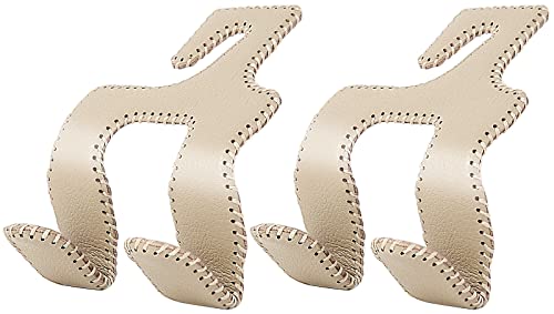 Car Headrest Hooks for Purses and Bags, Upgraded 2 in 1 Cars Back Seat Head Rest Hanger Vehicle Leather Organizer Storage Holder Hook Matching Cars Interior, 2-Pack, Beige - color: Beige, size: 2 Pack