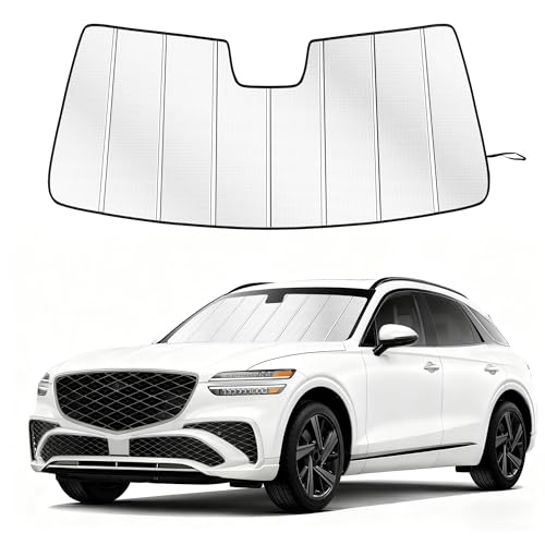 Windshield Sun Shade for Genesis GV70 2022-2026 Custom Fit Accordion Folding Design Window Sunshade Car Accessories, Full Coverage Sun Visor Protector - Blocks 99% UV Rays - size: Ge-nesis GV70 2022-2026