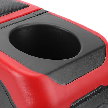 Acouto Car Armrest Box with 6 USB Charging Ports - Double Layer Console for SUV, Truck, and Car (Red) - color: Red