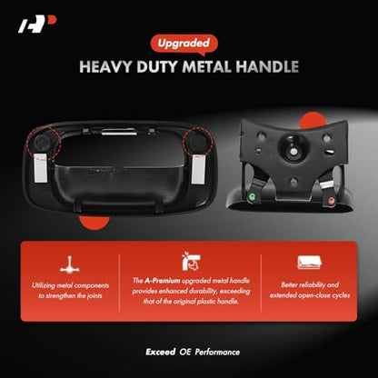 A-Premium Upgraded Metal Tailgate Handle with Bezel Trim Rod Clips Compatible with 1999-2007 Chevrolet Silverado GMC Sierra 1500 2500 3500, Replace# 15997911, 15228539, 15228541, 15228540 - color: Textured Black, size: Upgraded Metal Handle & Improved Bez