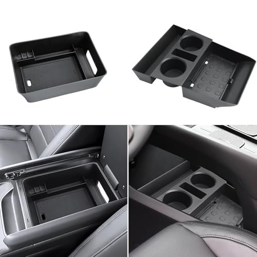 (2Pack) Coleya 2024 2025 2026 Santa Fe Center Console Organizer (Lower&Armrest)(SE/SEL/XRT/Limited/Calligraphy), Durable ABS Plastic&Anti-Slip Rubber Console Tray 2026 2025 Santa Fe Hybrid Accessories - color: Lower+Armrest (2-pack Console Organizer)