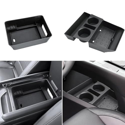 (2Pack) Coleya 2024 2025 2026 Santa Fe Center Console Organizer (Lower&Armrest)(SE/SEL/XRT/Limited/Calligraphy), Durable ABS Plastic&Anti-Slip Rubber Console Tray 2026 2025 Santa Fe Hybrid Accessories - color: Lower+Armrest (2-pack Console Organizer)