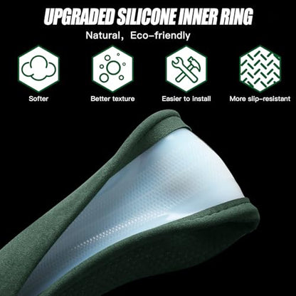 Suede Steering Wheel Cover with Upgraded Silicone Inner Ring, Breathable, Anti-Slip, Leather Universal 14.5 to 15 Inch Steering Wheel Cover (Green with Embossing Pattern) - style: Green with Embossing Pattern