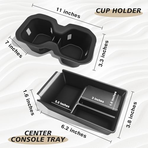 Muslogy Center Console Organizer & Cup Holder Insert 2PCS Set Compatible with 2025 2026 Nissan Kicks Accessories Armrest Box Divider Storage Tray and Drink Stopper Non-Slip (Console Tray & CupHolder) - size: Console Tray & CupHolder