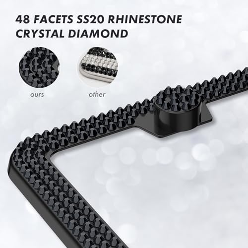 SHARE&CARE Bling License Plate Frame, Crystal License Plate Cover, Car License Plate Holder with Rhinestone Crystal Diamond Screw Set - 2 Pack (Emerald) - color: Emerald