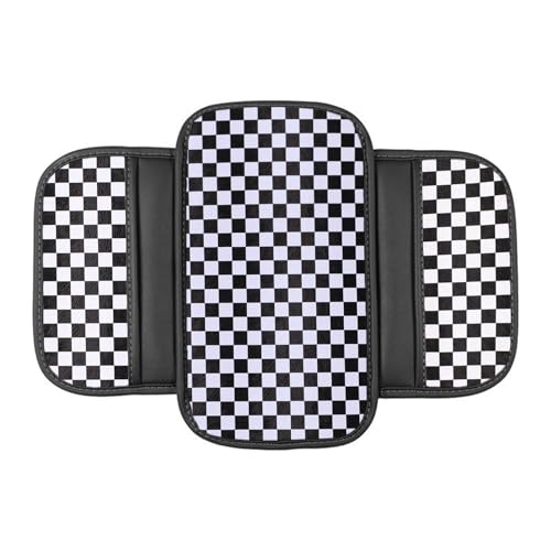 Auto Center Console Pad PU Leather Car Armrest Seat Box Cover Protector Universal Fit (Black White) - color: Black White