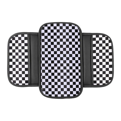 Auto Center Console Pad PU Leather Car Armrest Seat Box Cover Protector Universal Fit (Black White) - color: Black White