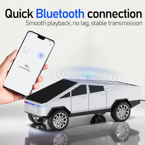 WSTER WS-580 Futuristic Pickup Truck Bluetooth Replica Speaker with LED Display Screen TWS, FM, USB/TF, LED Headlights, Mic, Practical Gift for Car Model Fans, Audio Users & Tech Hobbyists (Silver) - color: Silver