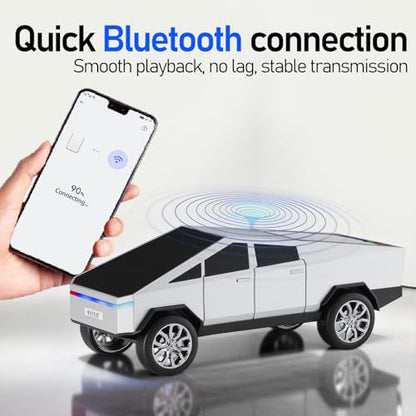 WSTER WS-580 Futuristic Pickup Truck Bluetooth Replica Speaker with LED Display Screen TWS, FM, USB/TF, LED Headlights, Mic, Practical Gift for Car Model Fans, Audio Users & Tech Hobbyists (Silver) - color: Silver