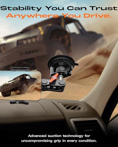 chubbycable ChubbyGrip Car Phone Holder 360° Adjustable Cell Phone Car Mount Ultra-Durable Metal Car Phone Mount for Windshield, Suction Cup Phone Mount for iPhone Samsung All Smartphone, Clamp - color: ChubbyGrip Pro (Clamp)-Orange