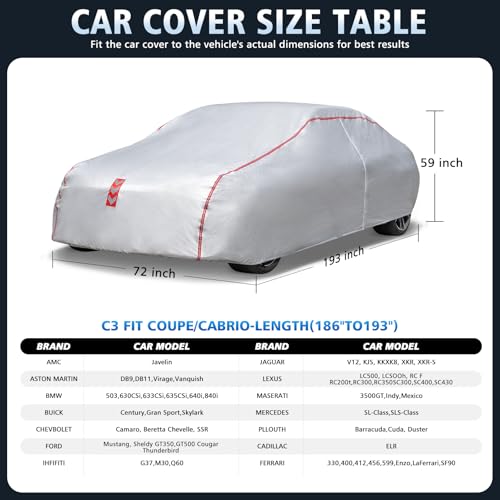 Car Cover Waterproof All Weather, 30 S Quick Install Underbody Wrap-Around Mount Car Covers for Automobiles (1（Copue-C3）) - size: 2（coupe-c3）