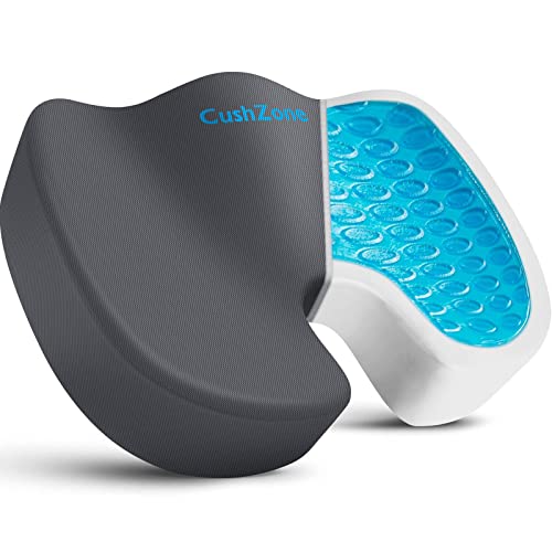 Office Chair Seat Cushion, Cooling Gel Enhanced Memory Foam Cushion for Long Sitting - Back, Sciatica, Coccyx, Tailbone Pain Relief Pillow - for Office, Gaming, Car, Wheelchair - Grey, Large - color: Gray, size: Large