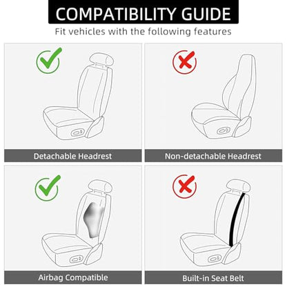 BEITK 2 Pack Leather Front Car Seat Covers,Universal Breathable Full Surround Leather Car Seat Cover Protector,Split Waterproof Luxury Auto Black Seat Cover Cushion for Sedan Cars Pick-up Trucks SUV - color: Seat Cover Front Pair Black