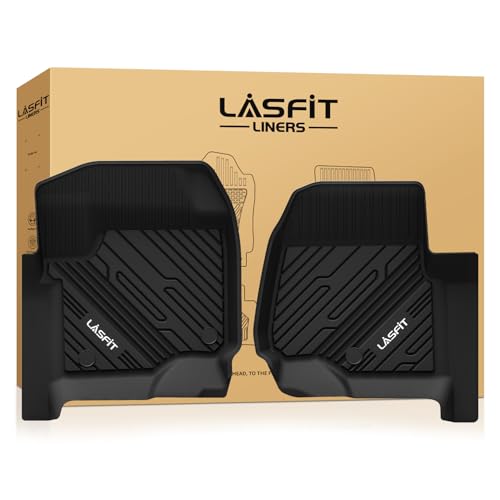 LASFIT Floor Mats for Ford F250 F350 F450 2017-2026 Crew Cab Front Bucket Seat (Not Fit Row Bench Seating) Floor Super Duty All Weather Protector TPE Car Floor Liner, only 1st, 2pcs Black - style: 2) SuperDuty| 17-26 | 1st Row Carpet Floor Only