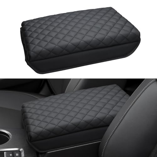 INTGET Car Center Console Armrest Cover for 2025 2026 Honda Civic Accessories 2022 2023 2024 Sedan Hatchback Leather Interior Arm Rest Console Lid Protector Seat Elbow (Black with Cushion Texture) - color: Black with Cushion Texture