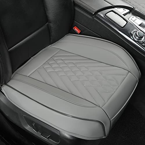 GIANT PANDA 1pack Front Car Seat Cover Bottom Seat Cover, PU Leather Driver Car Seat Protector Fits 95% of Vehicles, Wrapping Around The Bottom (Grey) - color: Front Seat Gray, size: 1 Piece Standard Size