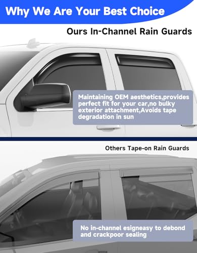 in-Channel Extra Durable Rain Guards Fit for 2014-2018 Chevy Chevrolet Silverado/GMC Sierra Crew Cab Truck,Vent Window Visors, Window Deflector, Vent Shades Car Accessories -4 pcs - size: For 2014-2018 Silverado/GMC Sierra Crew Cab