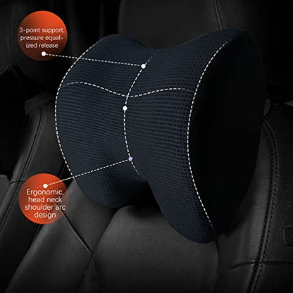 SPRFUFLY Make Relaxing Car Headrest Pillow, Car Pillow for Driving with Adjustable Strap, Breathable Removable Cover & Ergonomic Design - Softness Travel Car Neck Support Pillow(Black, 1PC) - color: Black