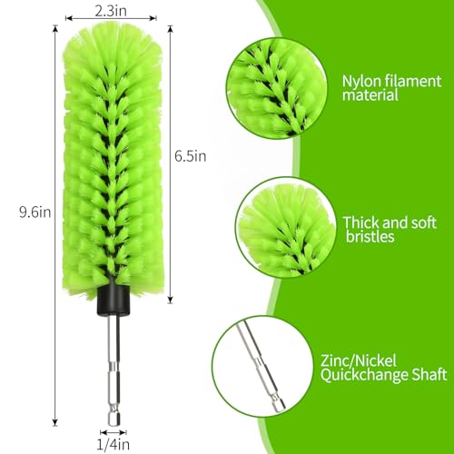 Drill Brush for Car Wheel and Bottle, Highly Dense and Durable Car Cleaning Brush for Wheels, Rims, Engines, Exhaust, Bottle - color: 1 Pack Green