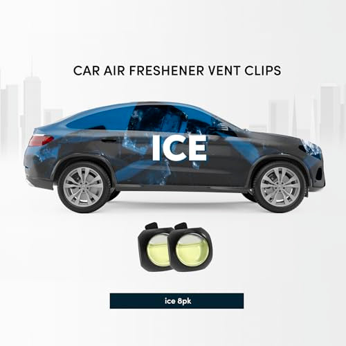 Car Air Freshener Vent Clips, 8 Pack, Provides Long-Lasting Scent, Up to 240 Days, Odor Eliminator (Ice Scent) - color: Ice