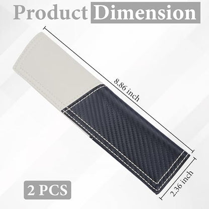 ecocstm 2 PCS Car Seat Belt Cover Pad, Carbon Fiber Safety Seatbelt Shoulder Strap Covers, Breathable Leather Soft Harness Pad, Interior Car Accessories, Universal for SUV, Truck, RV (Beige&Black - color: Beige