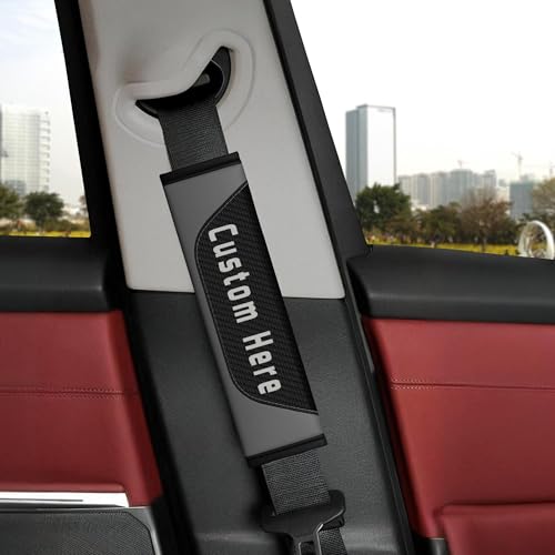 Custom Seatbelt Cover – Soft Carbon Fiber Seat Belt Pads Cushion – Personalized Seatbelt Covers for Adults Kids Women – Cute Seat Belt Shoulder Pad - color: Gray