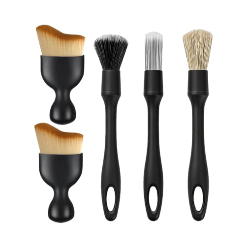 5PCS Car Detailing Brush Kit, Ultra Soft Boars Vehicle Detailing Duster Brush Set for Exterior Interior, Multi-Use Automotive Interior Dusting Cleaning Kit, Universal for Vehicles - size: 5 PCS