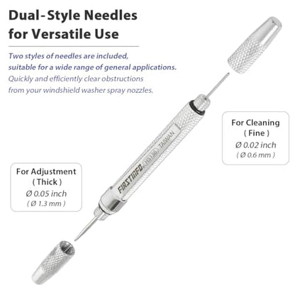 FIRSTINFO H5136 Windscreen Windshield Washer Spray Nozzle Cleaner Needle Corrosion Blockage Removal | Made in Taiwan