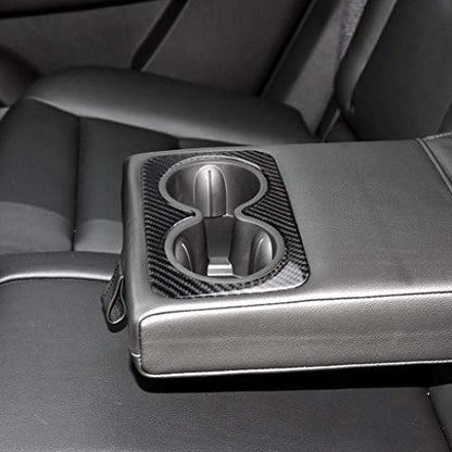 NVCNX Carbon Fiber Compatible with Cadillac XT6 2020-2025 / XT5 2017-2025 2018 2019 2020 2021 2022 2023 2024 Accessories Car Rear Cup Holder Cover Interior Trim Black - color: Rear Cup Holder