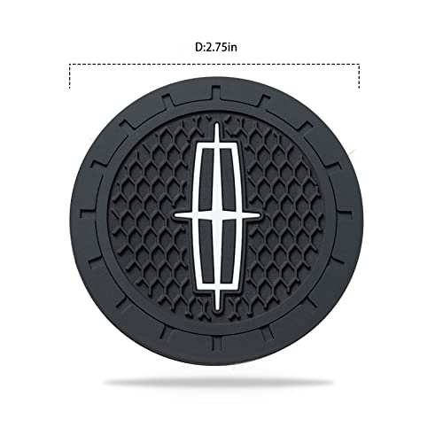 Car Cup Holder Coaster for Lincoln Recessed Silicone Cupholder Coaster Interior Accessories 2.75in 2Pack - color: Black-11