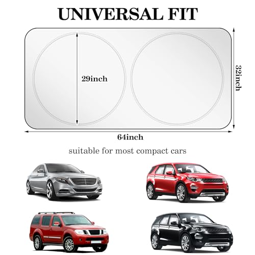 Woanger Windshield Sun Shade Foldable Car Front Window Covers for Car Accessories Sun Heat UV Rays Visor Protector Protection for Universal Cars SUV Truck (Solid Style) - style: Solid Style