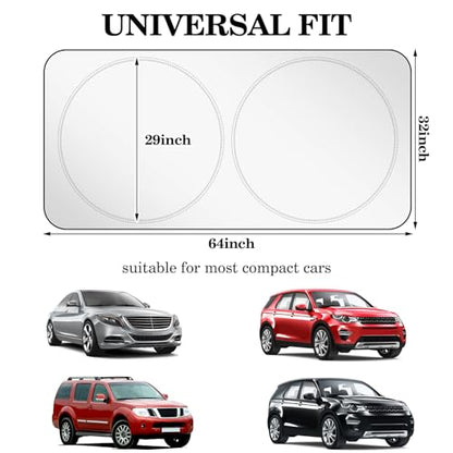 Woanger Windshield Sun Shade Foldable Car Front Window Covers for Car Accessories Sun Heat UV Rays Visor Protector Protection for Universal Cars SUV Truck (Solid Style) - style: Solid Style