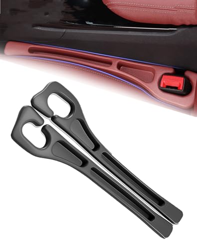 Seat Gap - 2PCS Dual Slot Car Seat Gap Organizer, Car Seat Gap Fillers with Seat Belt Holes, Fit Car Suv Truck, Stopping Phone Key from Falling (Black) - color: Black