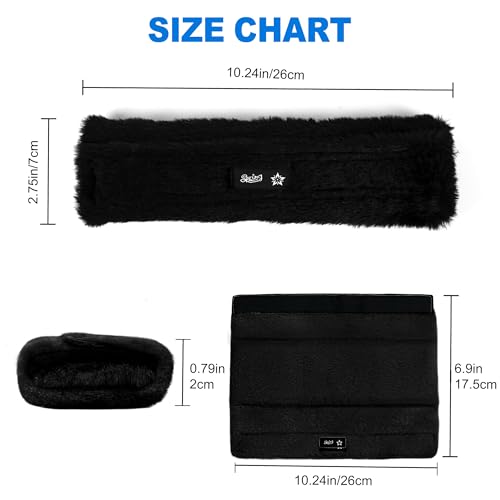 SPRING SEAON Fluffy Auto Seat Belt Cover Pad Soft Universal Car Seat Belt Covers Seat Beat Strap Pad for Shoulder Pad Neck Cushion Protector Car Accessories 2 PCS Black - color: Black