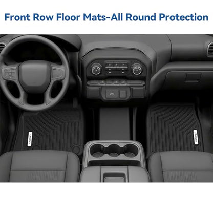 OEDRO Floor Mats Fit for 2019-2026 Chevy Silverado/GMC Sierra Denali 1500 & 2020-2026 Silverado/Sierra 2500HD/3500HD Crew Cab Without Rear Underseat Storage Box, TPE All-Weather Car Mats, Black - style: Bench Seat| Crew Cab| w/o underseat storage