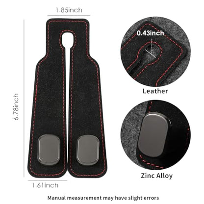 KINIVA Car Seat Headrest Storage Hooks, Set of 2, Suede PU Leather, Double Hooks (Black) - color: Black