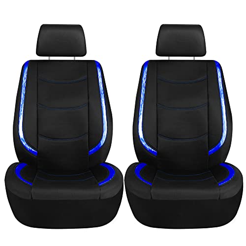 FH Group Full Set Faux Leather Car Seat Covers - Universal Fit, Low Back Front Seat Covers, Airbag Compatible, Split Bench Rear Seat Cover for SUV, Sedan, Blue - color: Blue, style: Seat Covers