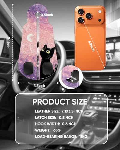 WOCOCN 2 Pack Car Purse Hook for Car Seat Headrest, Double-Sided PrintingPU Leather Purse Holder with Metal Hook, Cute Car Accessories for Women, Men (Car hook - Pink Starry Sky Cat) - color: Car hook - Pink Starry Sky Cat
