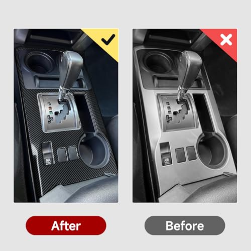 Car Carbon Fiber Decal Gear Shift Panel ABS Sticker Cover Interior Trim Accessories for Toyota 4Runner SUV 2010-2025 Black - color: Gear Shift